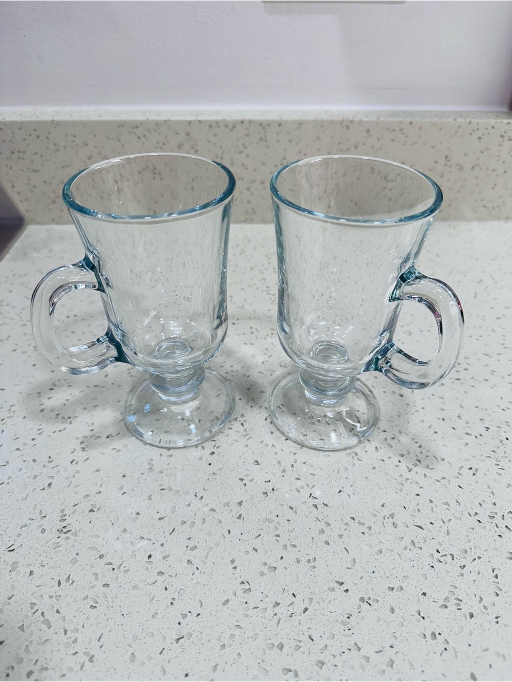Clear Glass Irish Coffee Mugs with Handle - Set of 2